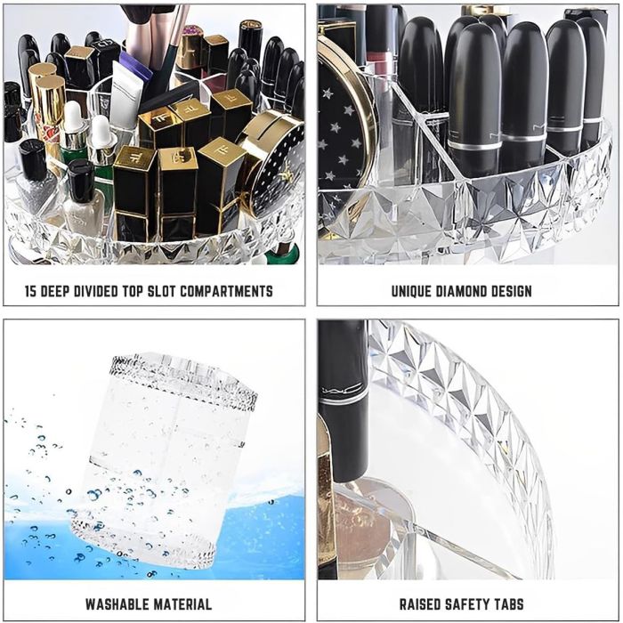 3-Tier Rotating Acrylic Makeup Organizer