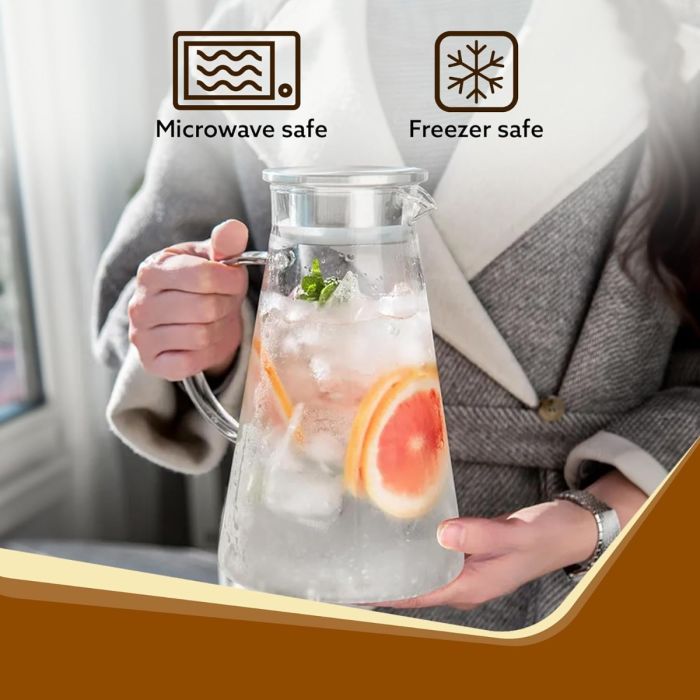 1.8L Borosilicate Glass Water Jug with Stainless Steel Lid