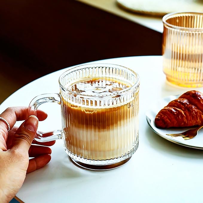 أكواب بمقابض وخطوط عمودية، 6 قطع