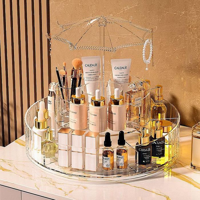 وحدة تخزين مستحضرات التجميل الفاخرة الدوارة المصنوعة من الأكريليك