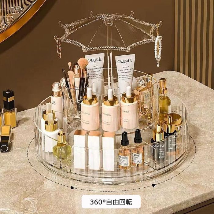 وحدة تخزين مستحضرات التجميل الفاخرة الدوارة المصنوعة من الأكريليك
