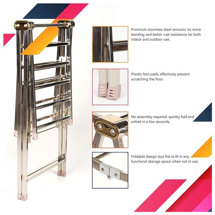 Foldable Stainless Steel Clothes Drying Stand