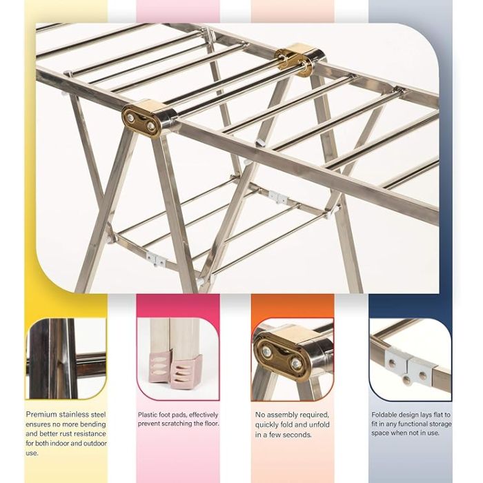 Foldable Stainless Steel Clothes Drying Stand
