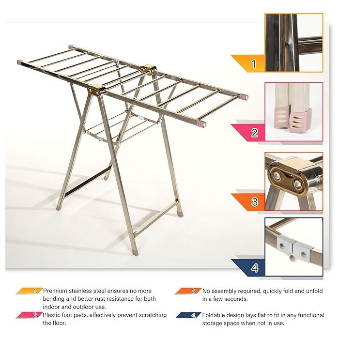 Foldable Stainless Steel Clothes Drying Stand