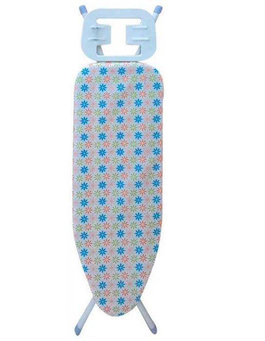 Arbaann foldable ironing board with iron rest, featuring a sturdy surface and compact design for easy storage.