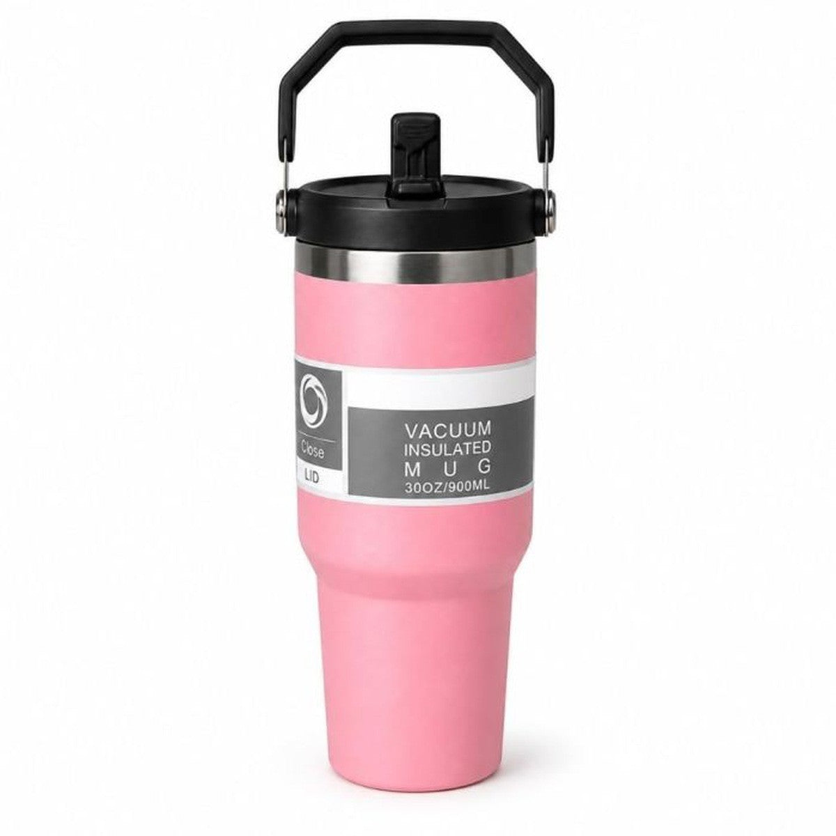 900ml Insulated Tumbler with Handle and Straw Lid | Stainless Steel Vacuum Mug