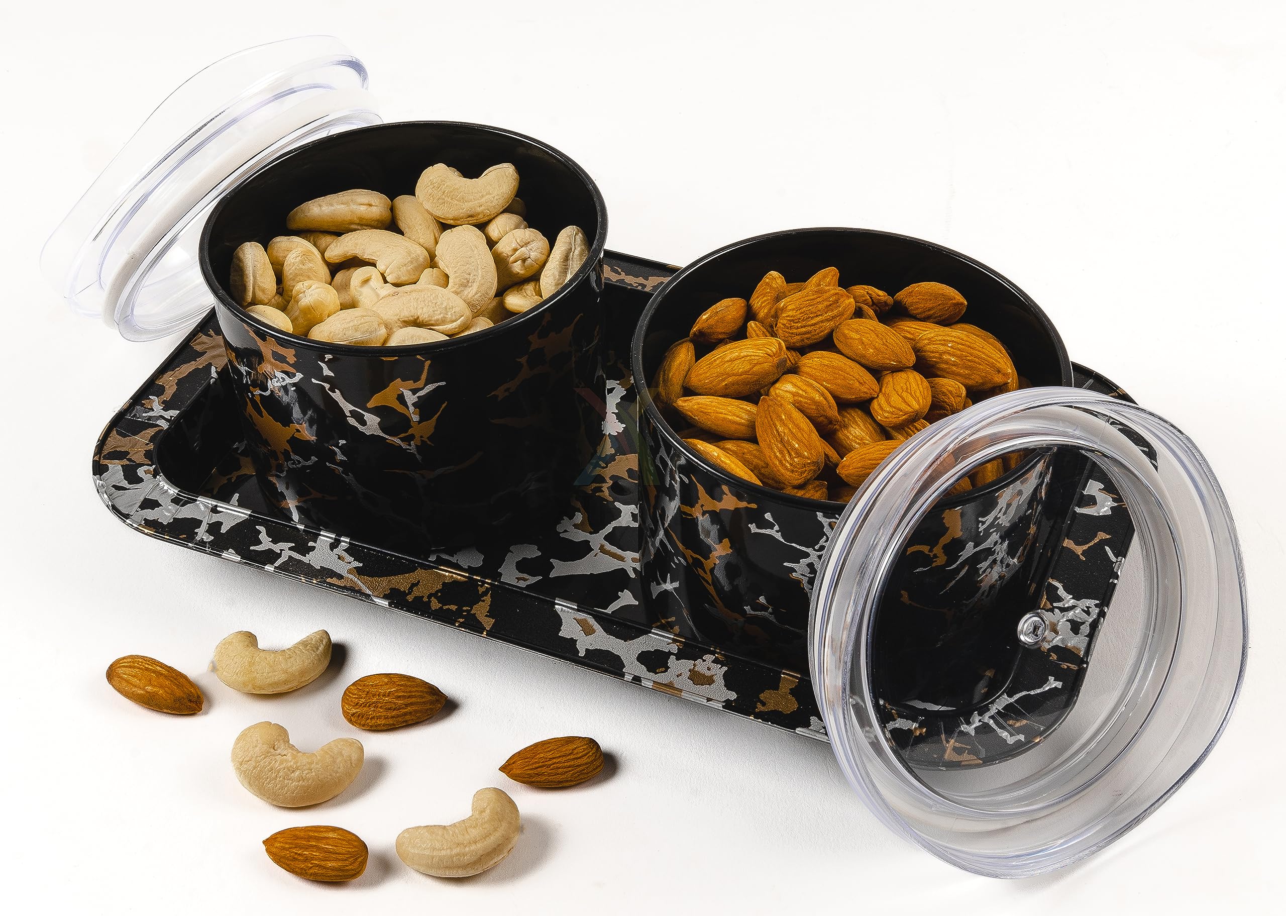 2 Pcs Containers with Lid & Serving Tray