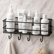 Bathroom Caddy Wall Shelf Rack with Hooks 11.5 x 27.5 x 10 cm