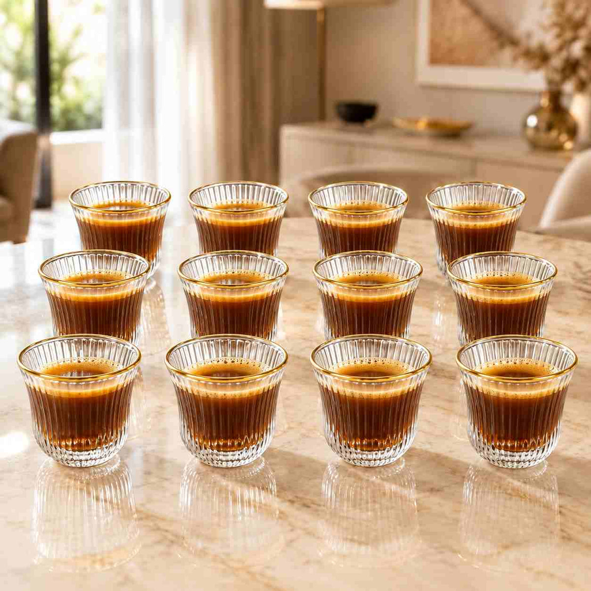 Cawa Coffee Cups with Gold Rim 90ml - 12 Pieces
