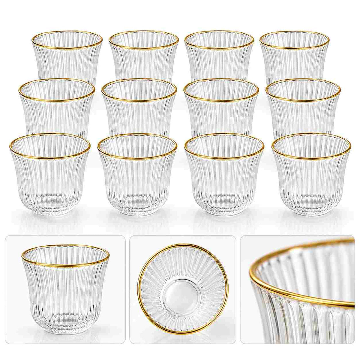 Cawa Coffee Cups with Gold Rim 90ml - 12 Pieces