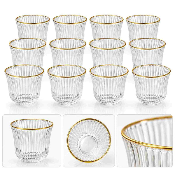 Cawa Coffee Cups with Gold Rim 90ml - 12 Pieces