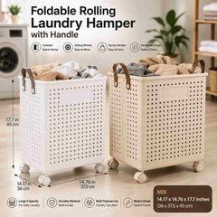 Foldable Rolling Laundry Hamper with Handle