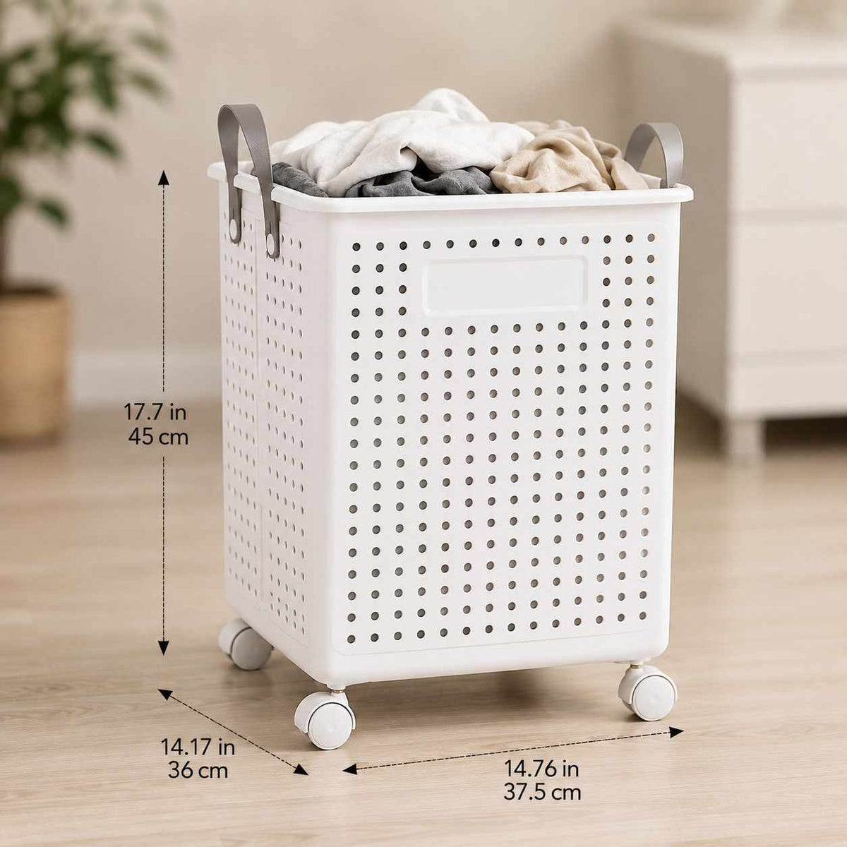 Foldable Rolling Laundry Hamper with Handle