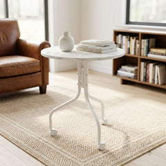 Rolling C-Shaped Side Table with Wheels  40x40x57 CM