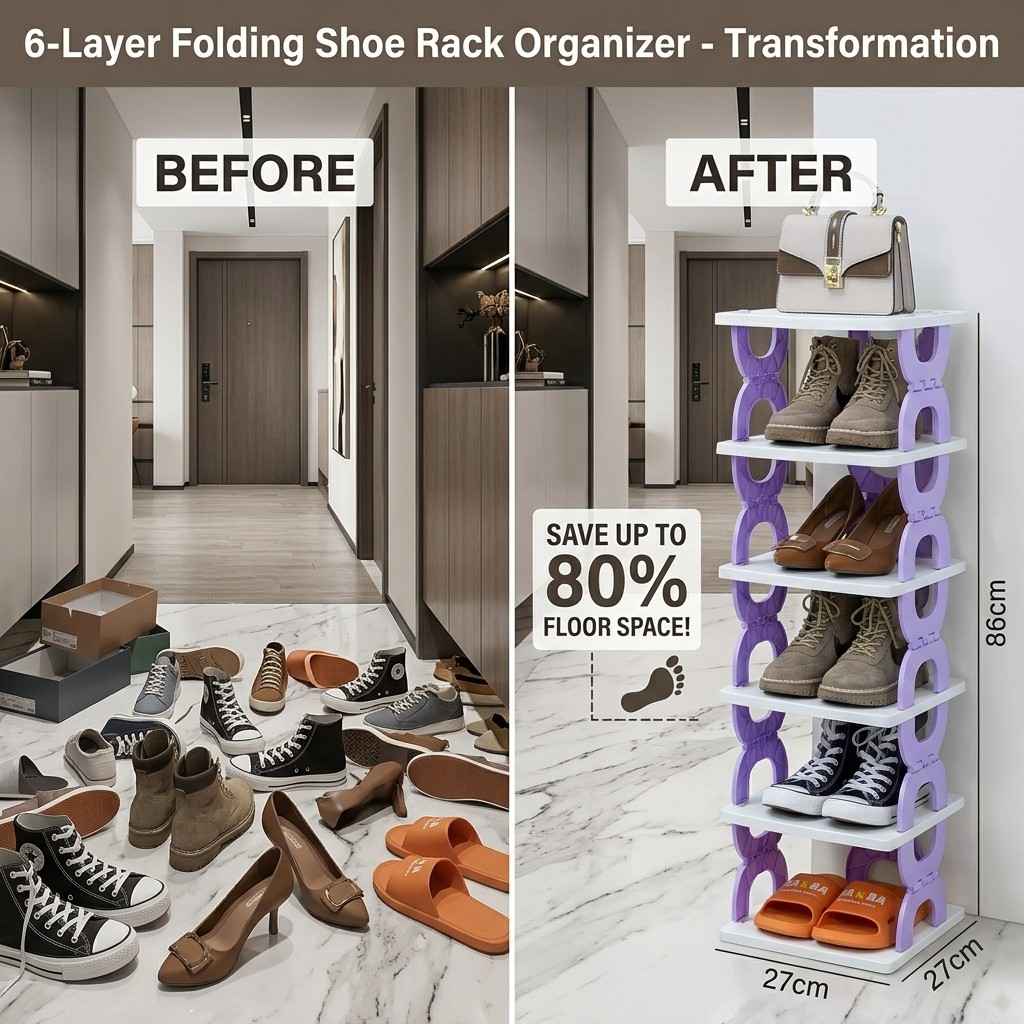 6-Tier Folding Shoe Rack Organizer