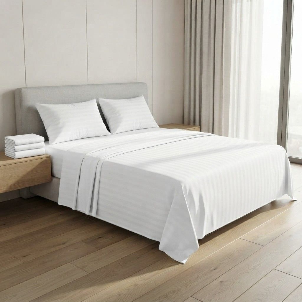 Arbaana luxury fitted bedsheet set in 160x200cm with a smooth, elegant fabric design suitable for a comfortable bedroom.