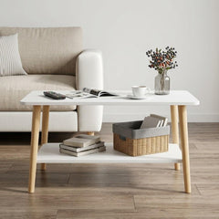 2-Tier Modern Coffee Table with Storage Shelf 60X30X53 CM