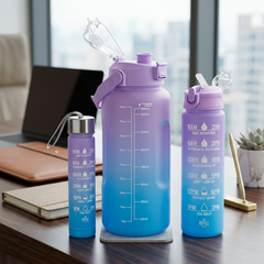3-in-1 Water Bottle Set with Straw and Handle
