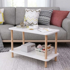 Modern 2-Tier Coffee Table with Shelf