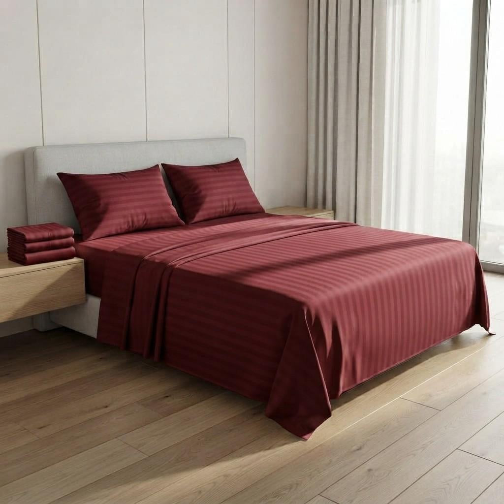 Luxury arbaana fitted bedsheet set in 160x200cm with a modern Gemini design, featuring soft fabric and a snug fit for a bed.