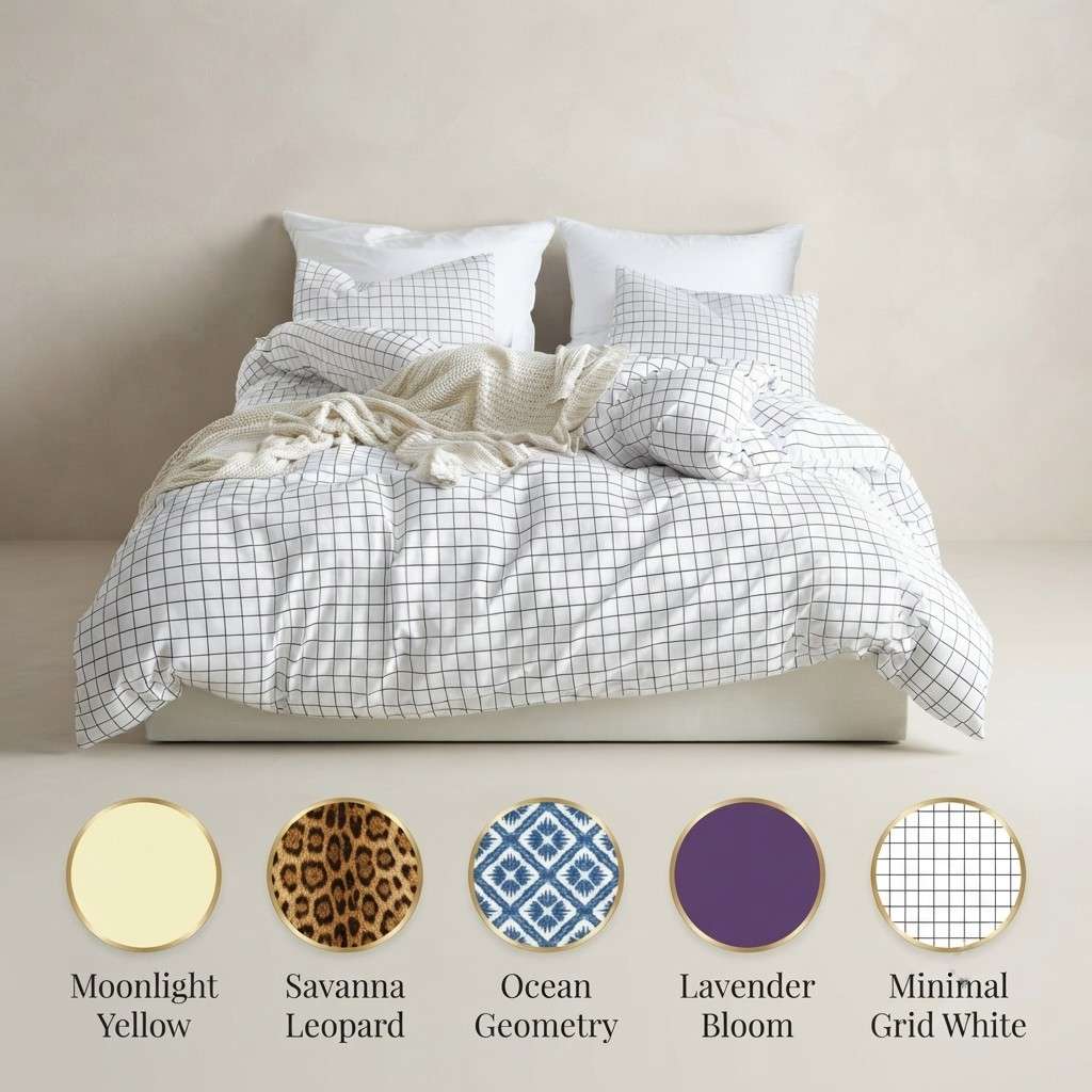 Luxury printed bedding set by arbaana featuring a stylish Gemini design on soft, premium comfort fabric.