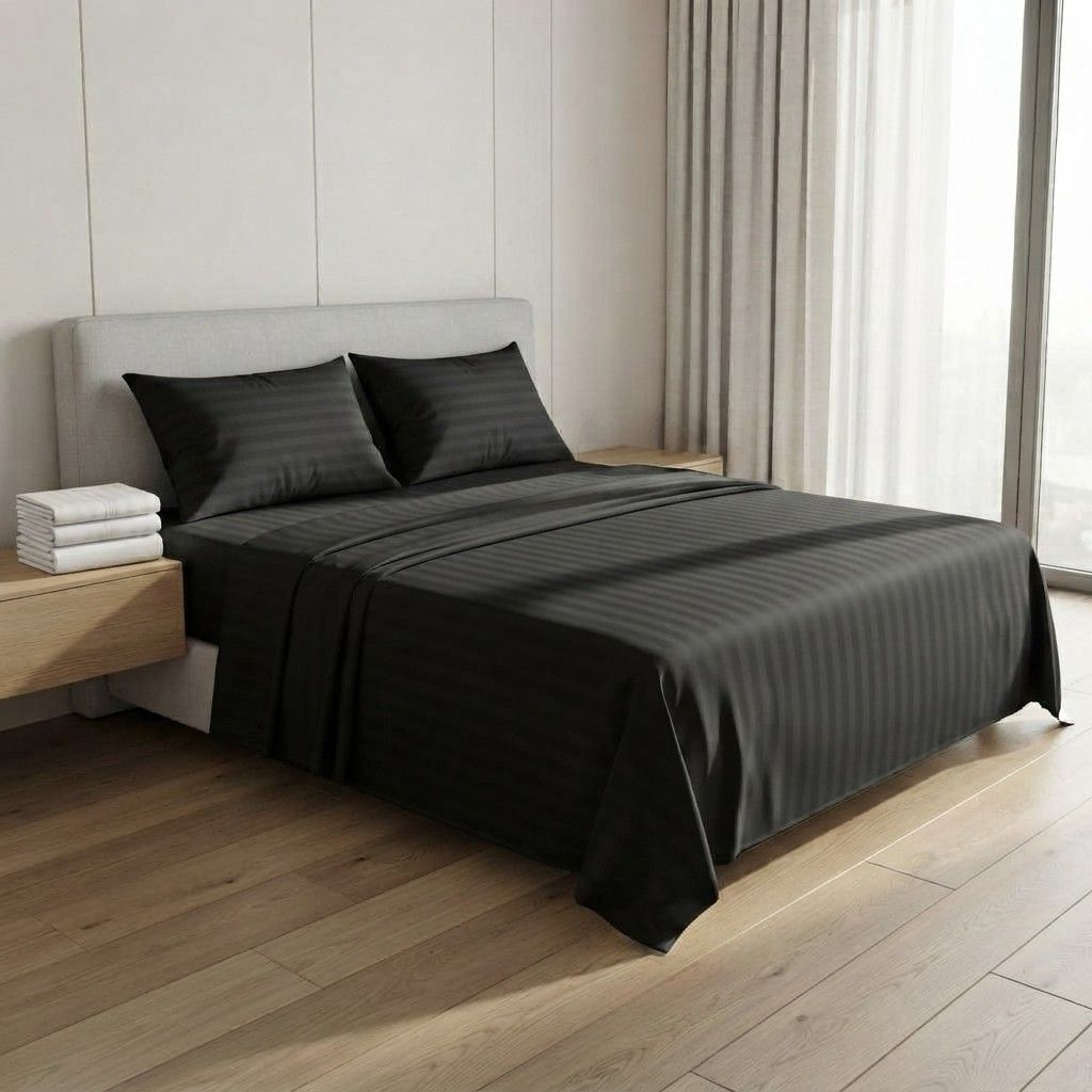 Arbaana luxury fitted bedsheet set in 160x200cm with a stylish pattern, made from soft, high-quality fabric for a comfortable sleep.