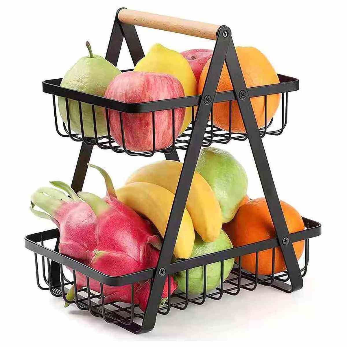 Iron and Wood, 2 Levels, Vegetable Rack,