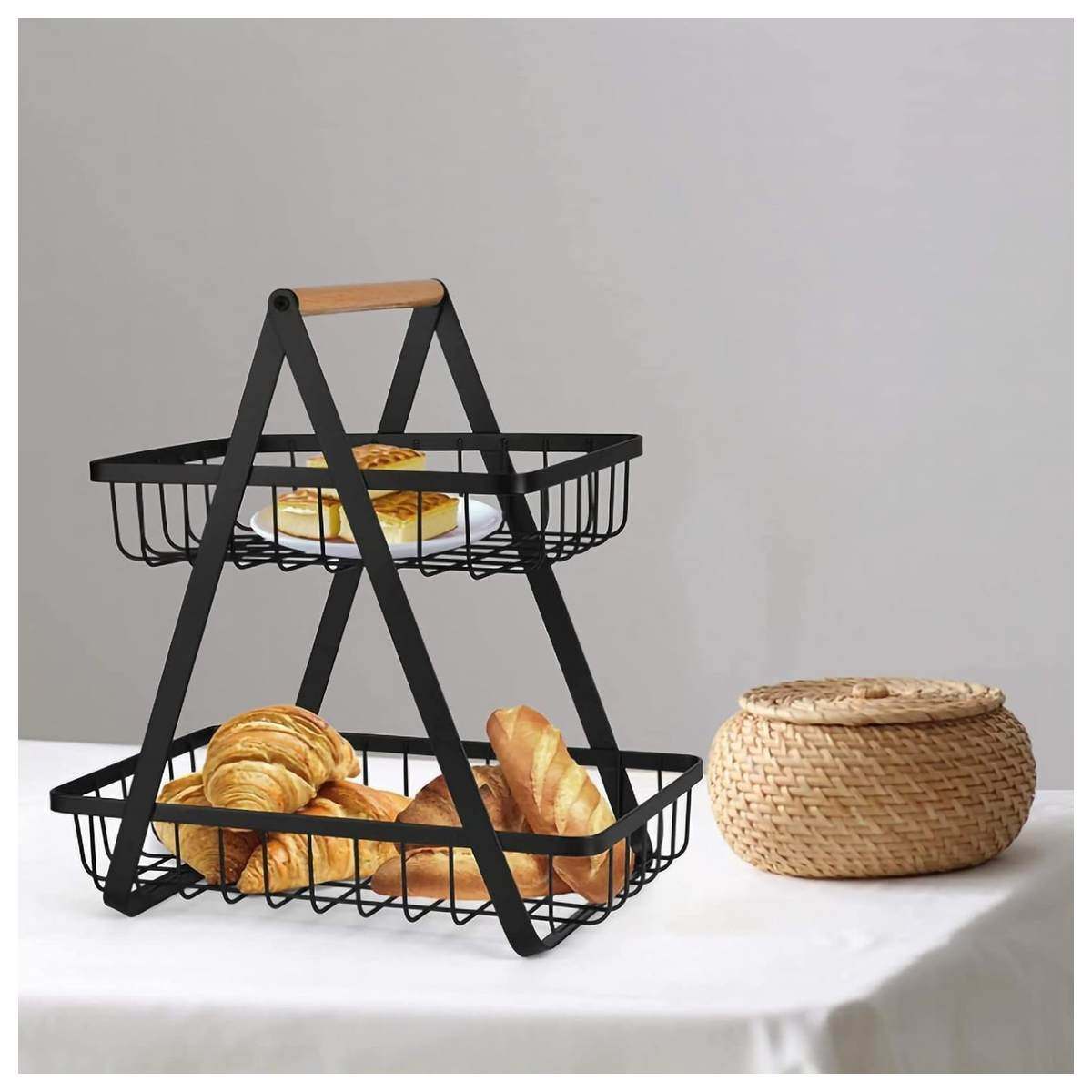 Iron and Wood, 2 Levels, Vegetable Rack,