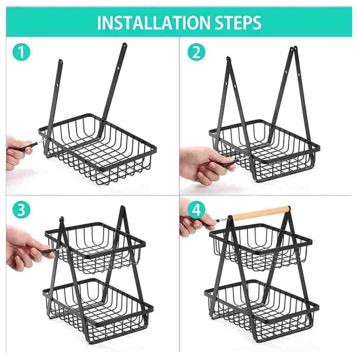 Iron and Wood, 2 Levels, Vegetable Rack,