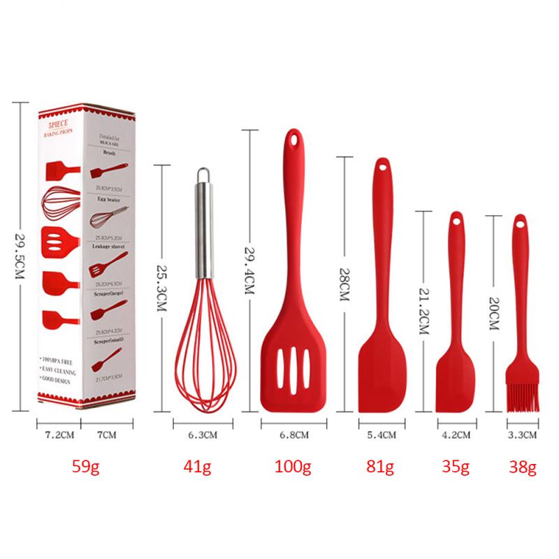5 Pc Kitchen Silicon Spoon Set