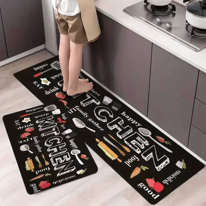 2-Piece Non-Slip Kitchen Floor Mat Set  | Washable Anti-Fatigue Rugs