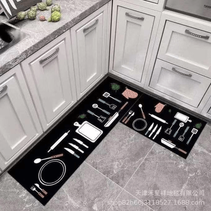 2-Piece Non-Slip Kitchen Floor Mat Set  | Washable Anti-Fatigue Rugs