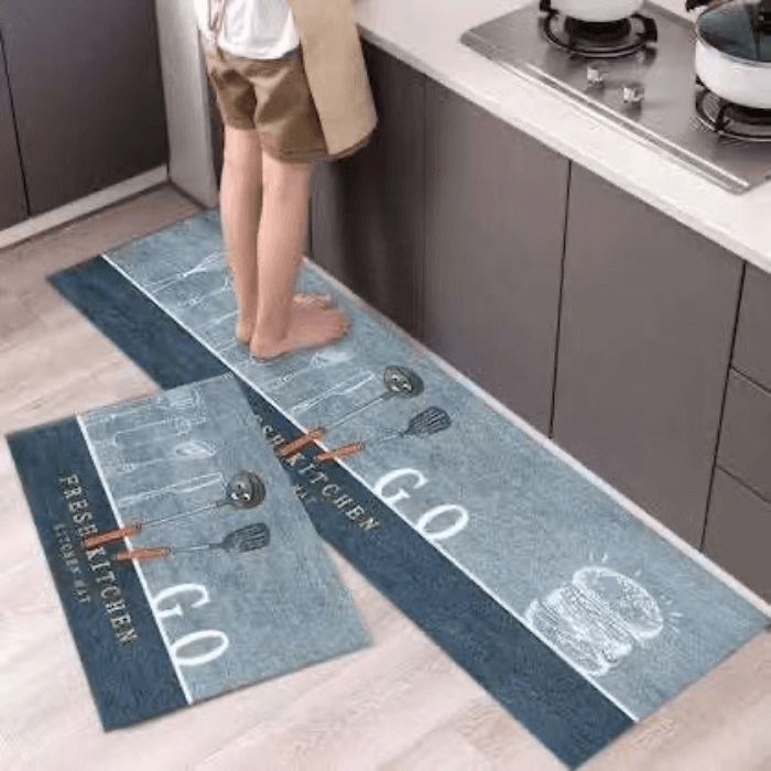 2-Piece Non-Slip Kitchen Floor Mat Set  | Washable Anti-Fatigue Rugs