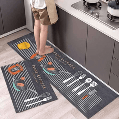 Kitchen Rug Set 2 Piece Anti Slip Mat Floor Runner Washable