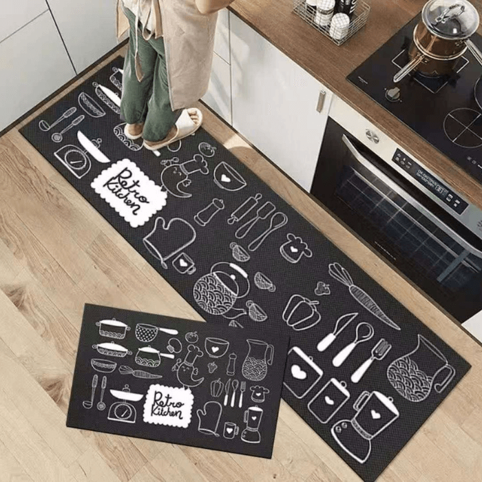 Kitchen Rug Set 2 Piece Anti Slip Mat Floor Runner Washable