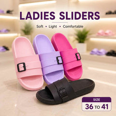 Ladies Sliders Buckle Multicolor Cushioned