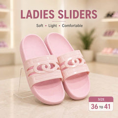 Ladies Sliders Chain Buckle Soft Cushioned