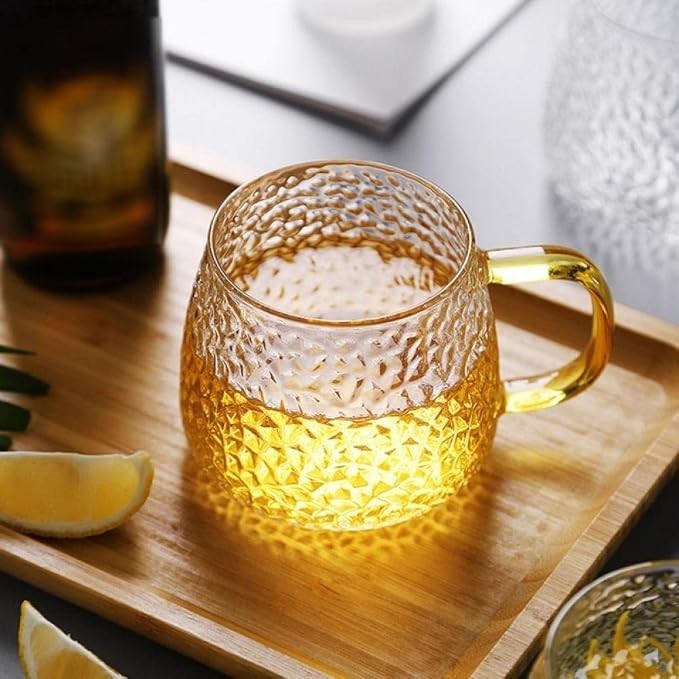 KELVEE Hammered Borosilicate Glass Mug 410ml