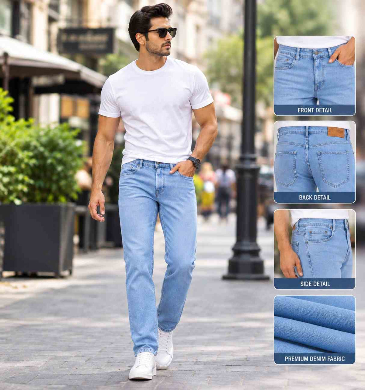 Men's Straight Fit Jeans Classic Denim Pants