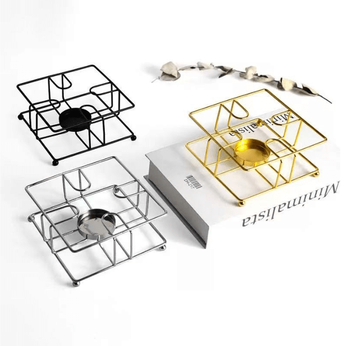 Arbaana metal tea and coffee heater stand warmer rack with a sturdy metal design for kitchen use.