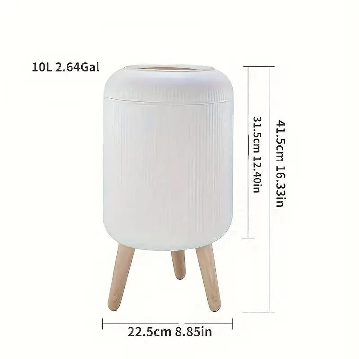 Modern Floor-Standing Dustbin with Legs, White