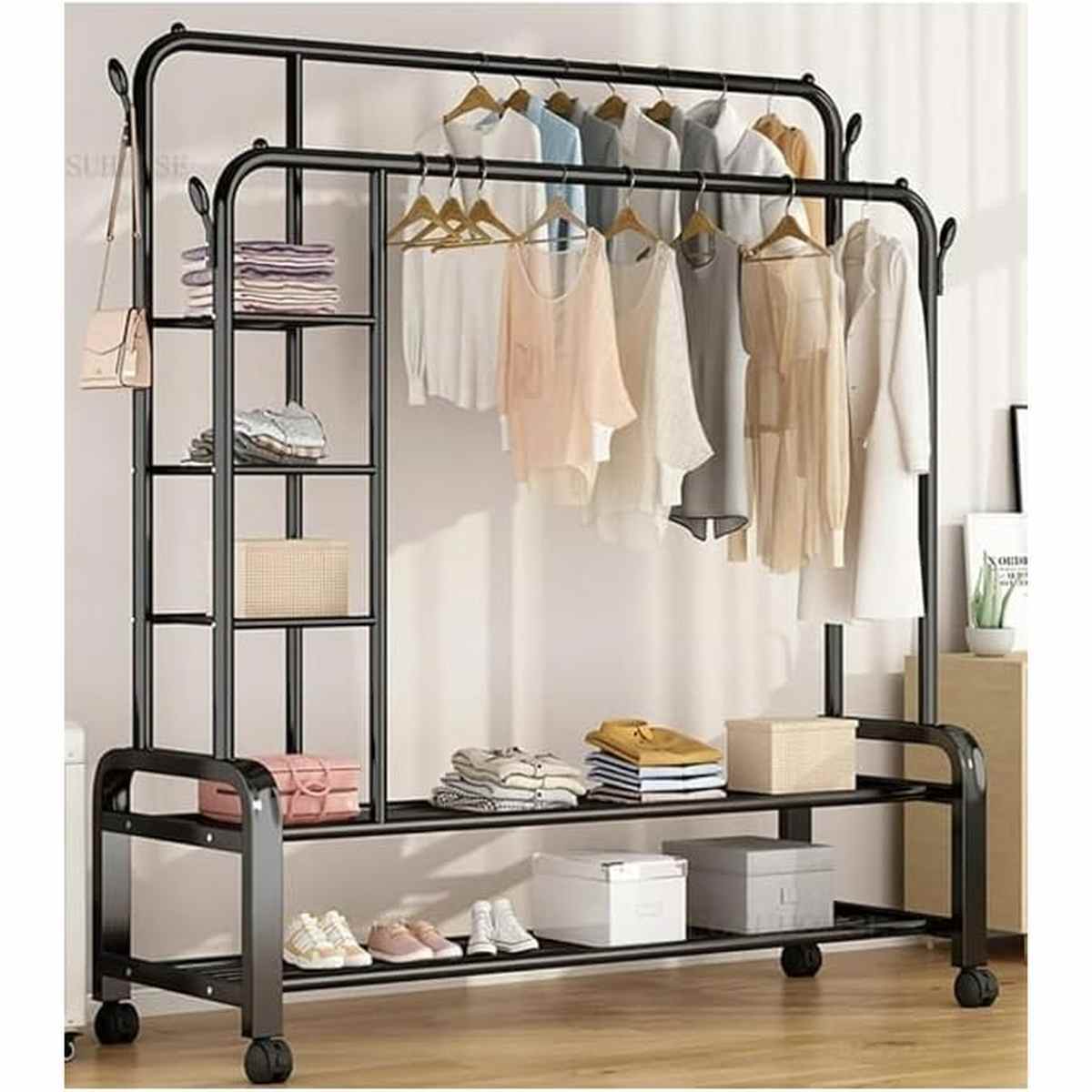 Multipurpose Clothes Rack with Multi Layer Shelves