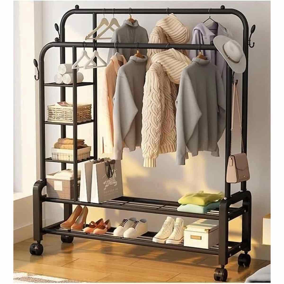 Multipurpose Clothes Rack with Multi Layer Shelves