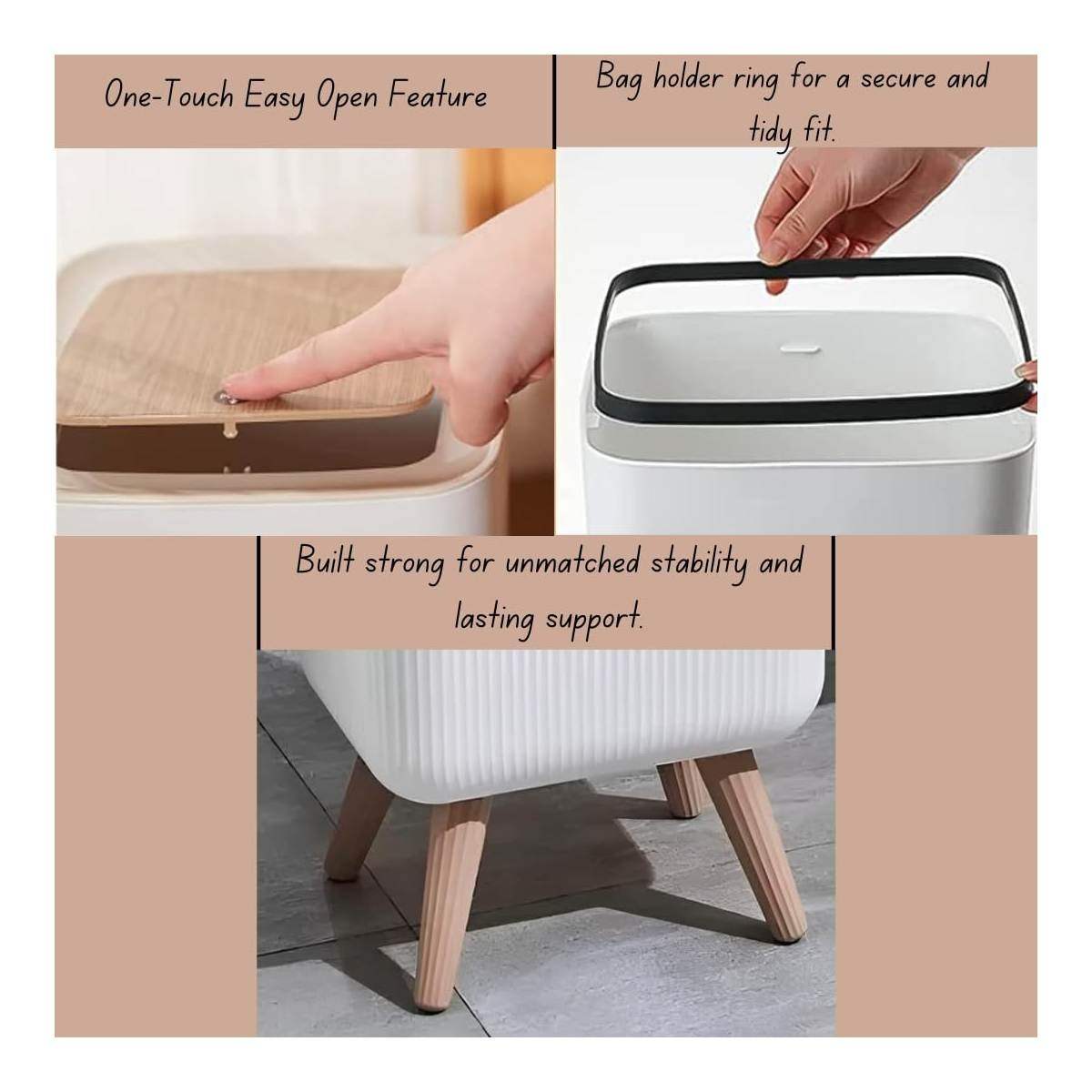 Multipurpose Waste Bin with Lid for Living Room
