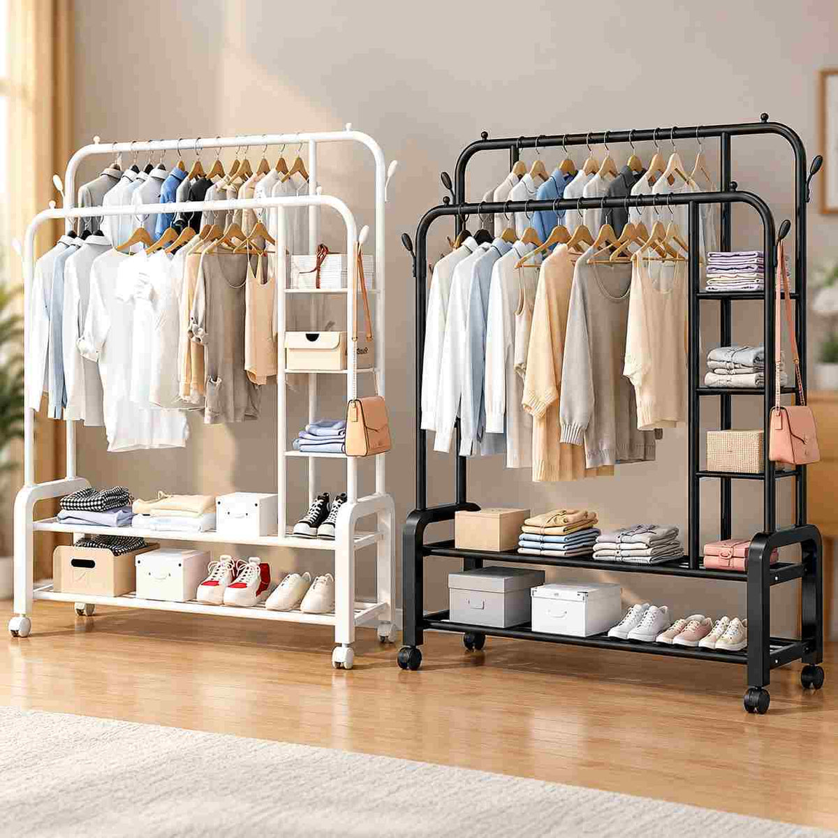 Multipurpose Clothes Rack with Multi Layer Shelves