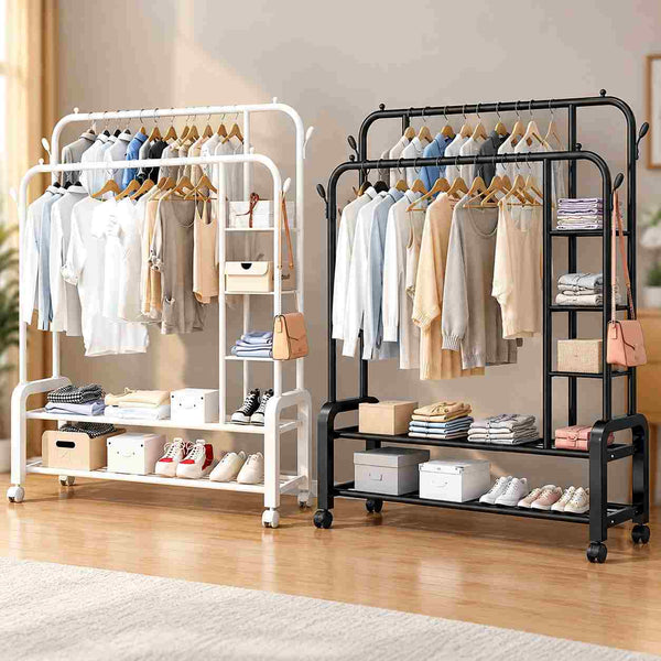 Multipurpose Clothes Rack with Multi Layer Shelves