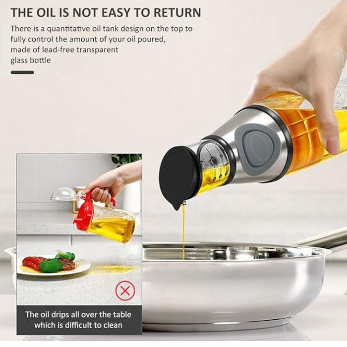 Press & Measure Oil Dispenser | Non-Drip Glass