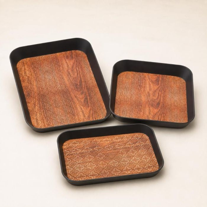 Pack of 3 Pcs Anti-Slip Serving Trays