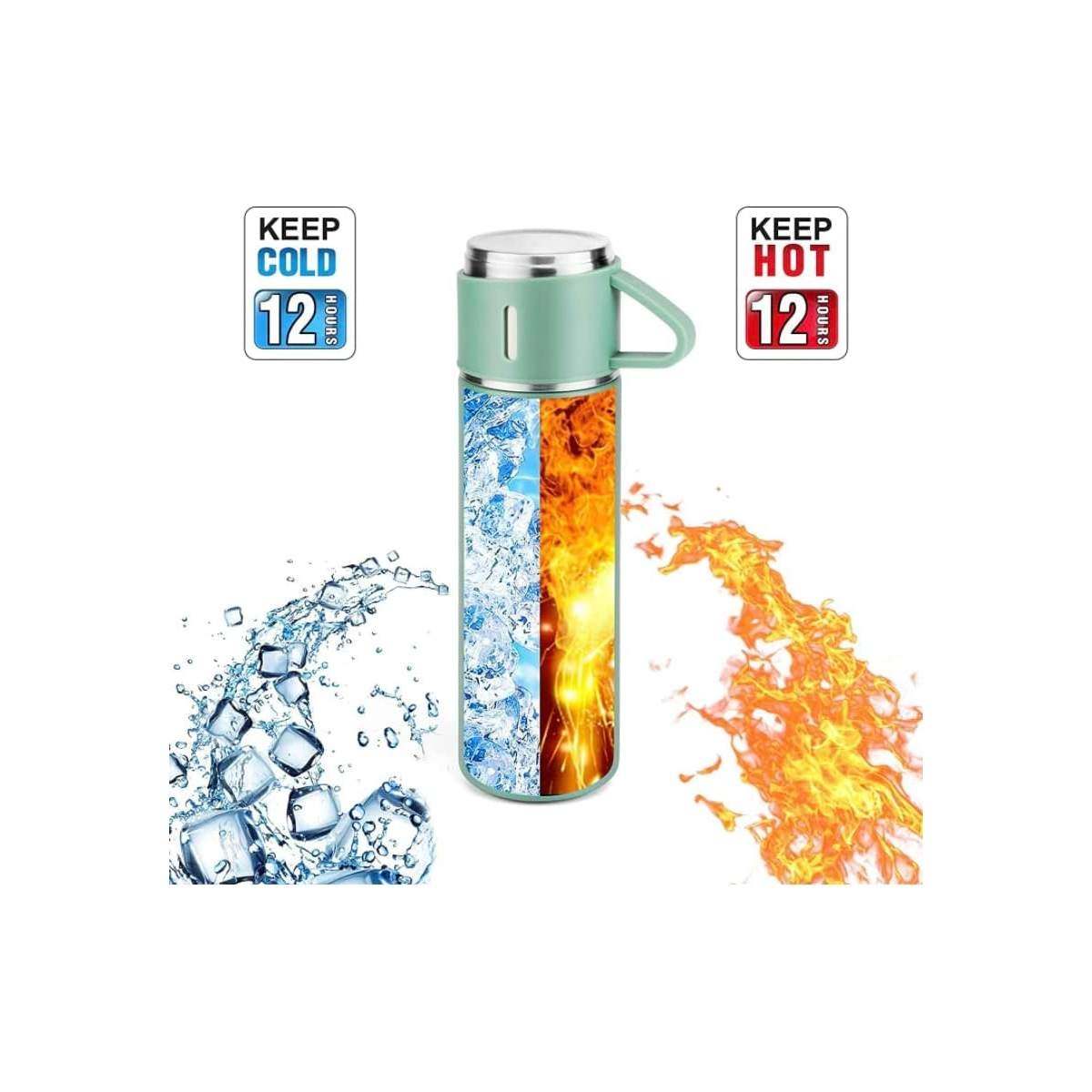 Premium Insulated Bottle With Matching Cups 500ml Vacuum Flask Gift Set