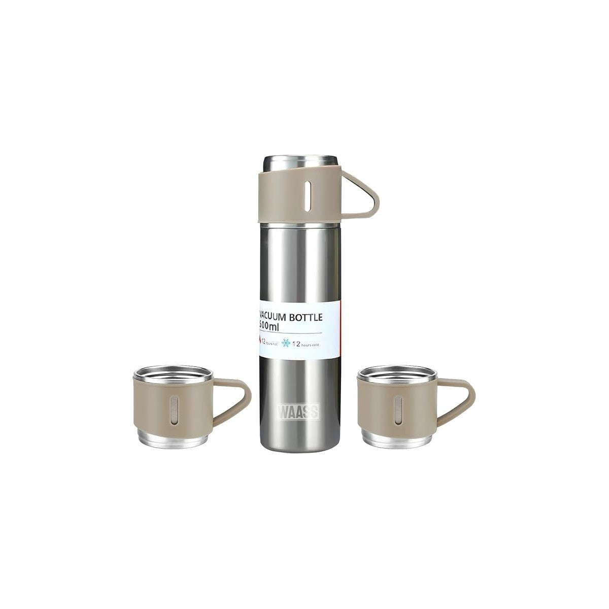 Premium Insulated Bottle With Matching Cups 500ml Vacuum Flask Gift Set